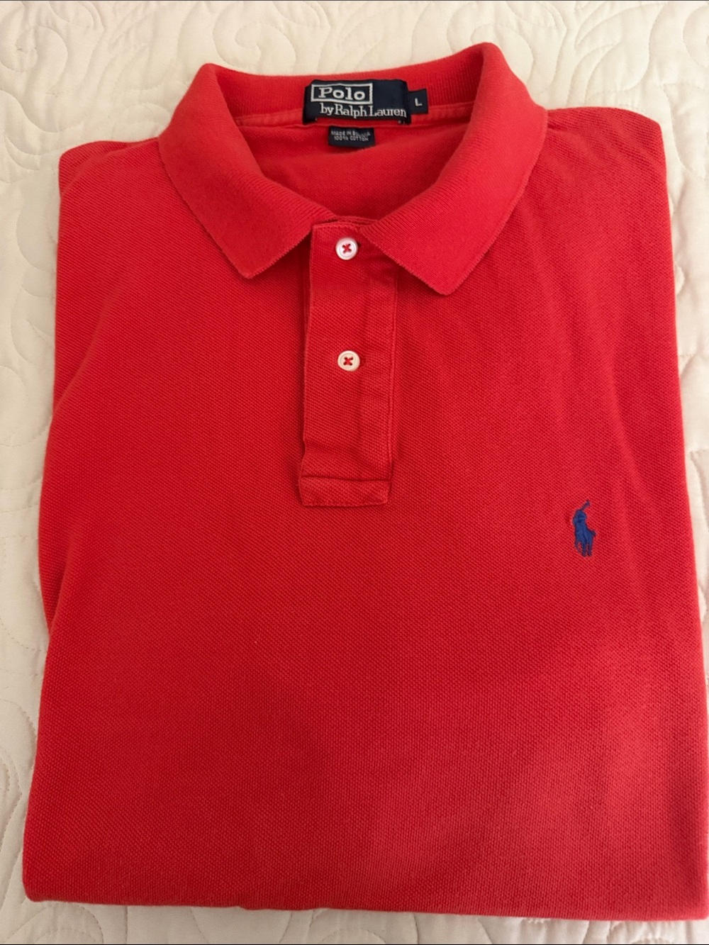 Polo by Ralph Lauren Red Men's Cotton Polo with Blue Pony